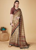 Cotton Silk Beige Casual Wear Weaving Saree
